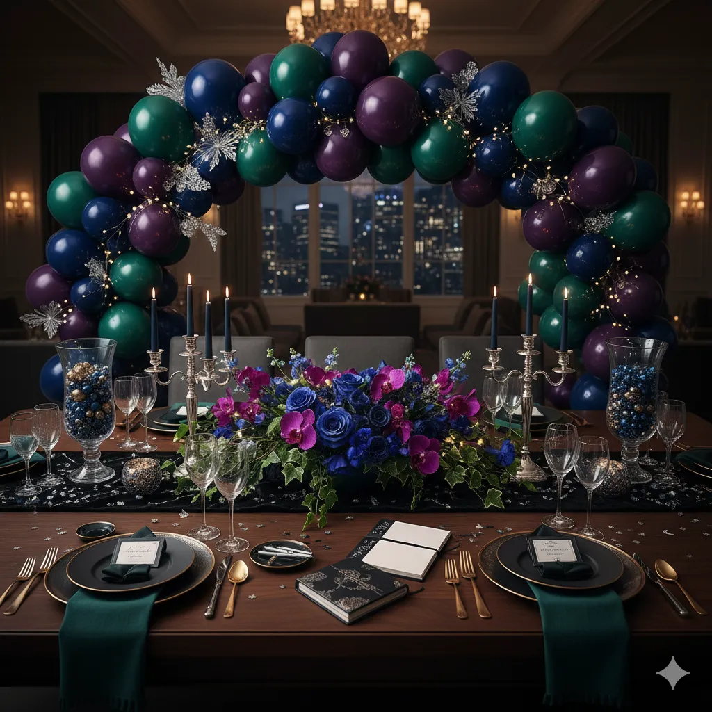 Deluxe party styling package with sophisticated decorations and themed elements